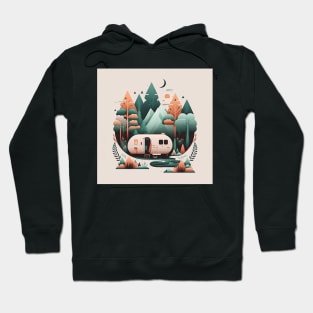 Camping Van, Adventure in the Forest Minimal Hoodie